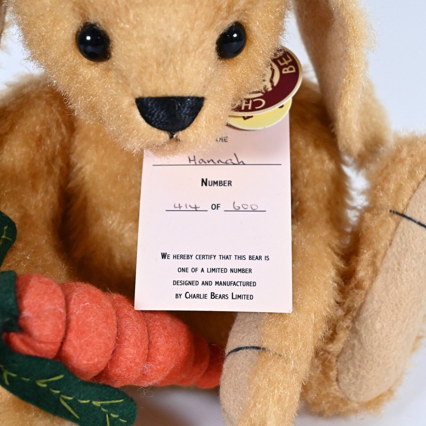 Charlie Bears Hannah Rabbit – CB094200, Ltd. Auflage von 600