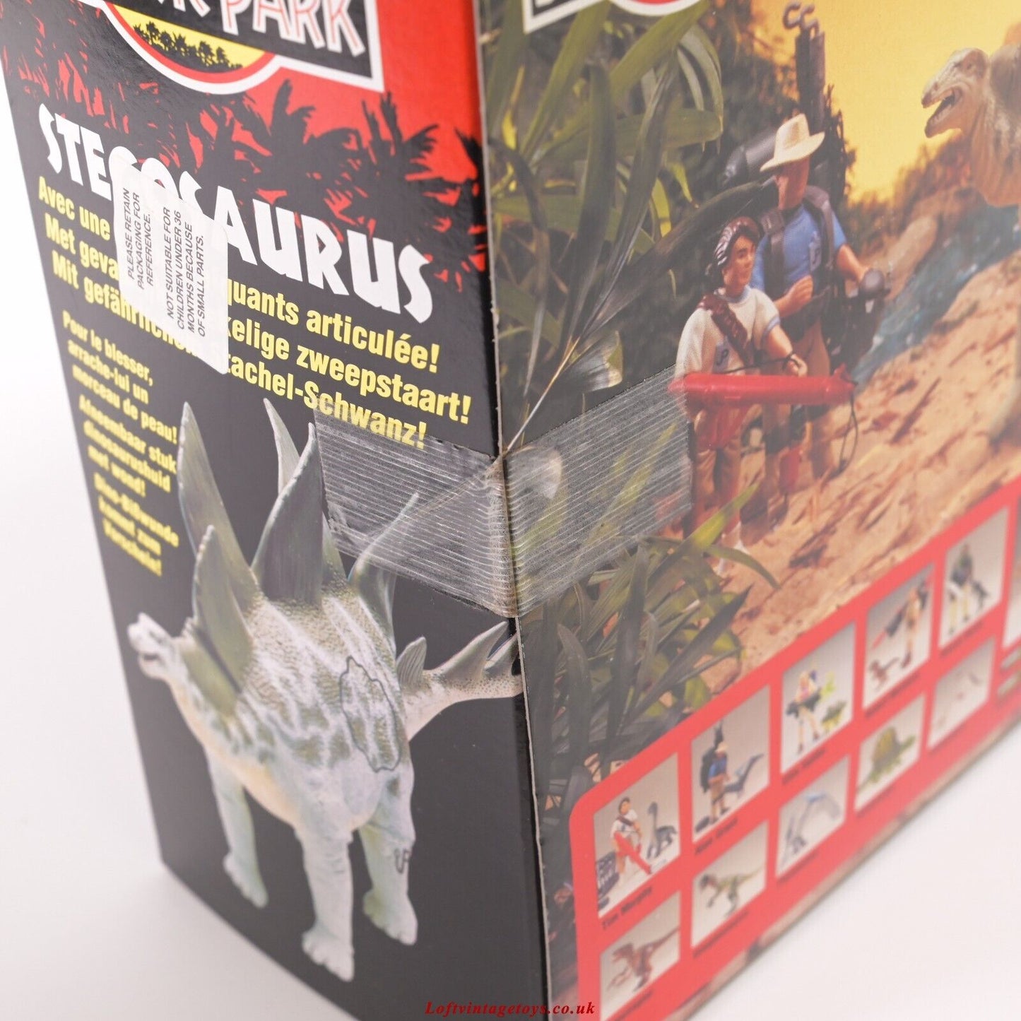 Kenner Jurassic Park Stegosaurus – SEHR SELTENE Box im europäischen Stil