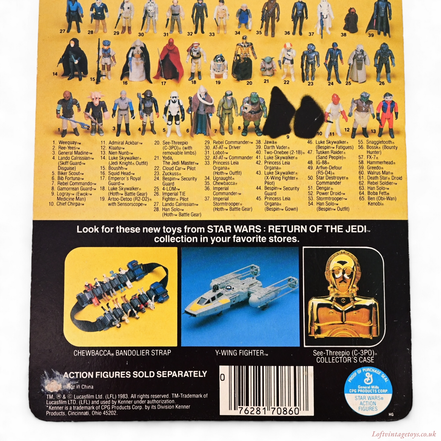 Vintage 1983 Kenner Star Wars Return Of The Jedi Bib Fortuna