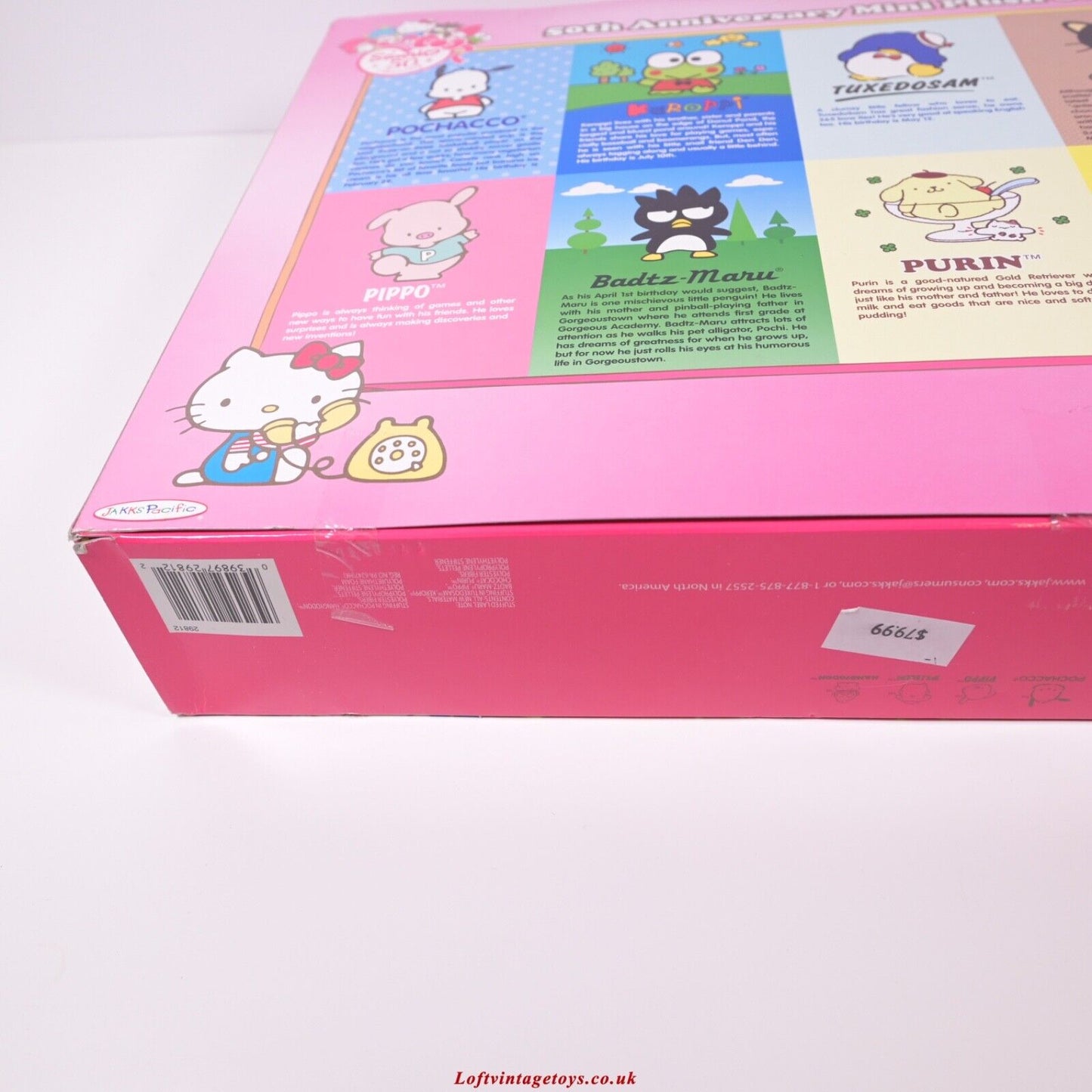 Hello Kitty 50. Jubiläum, 8-teiliges Mini-Plüschset – Neu und versiegelt