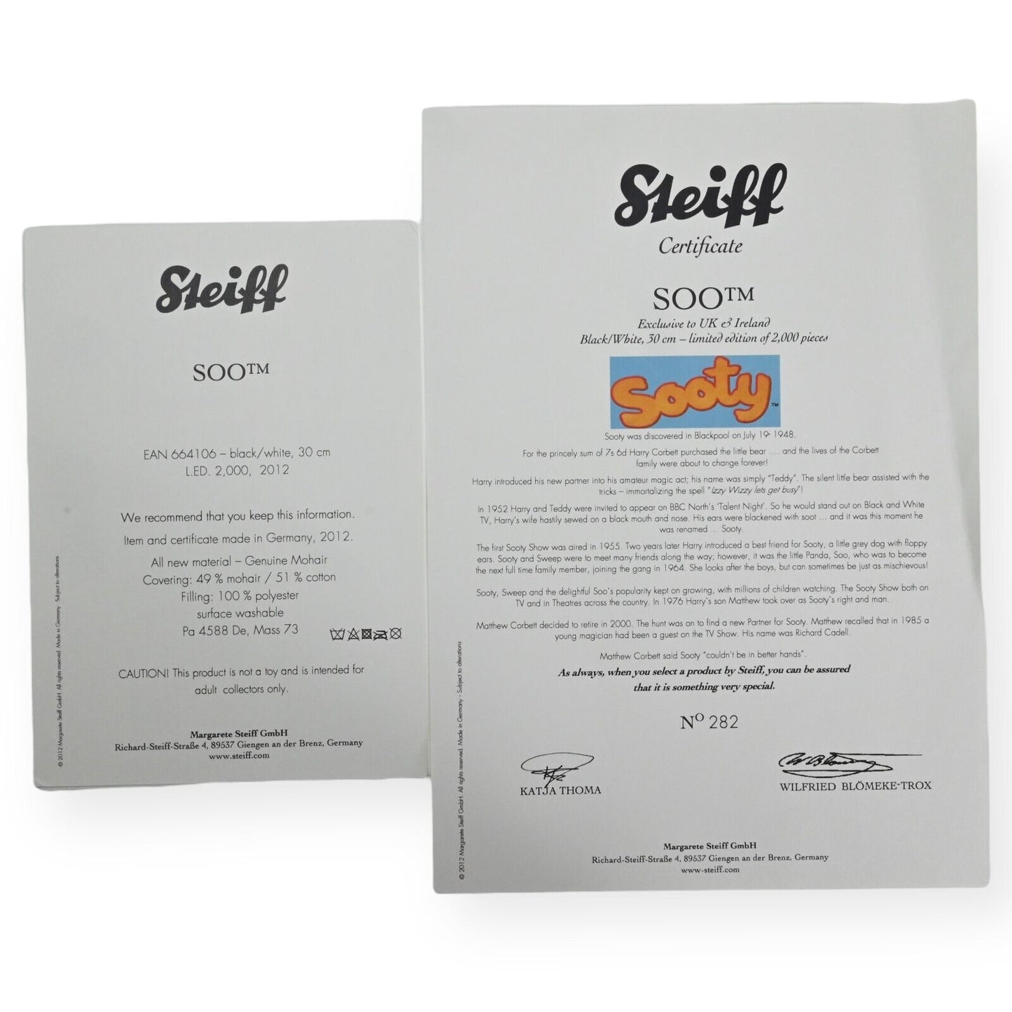 Steiff SOO from Sooty Show UK & Ireland EXCLUSIVE LE of 2,000 - 664106