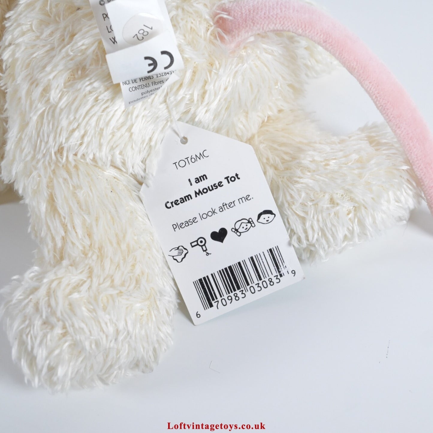 Jellycat I am Cream Mouse Tot Plush Beanie Toy 7" HTF RARE with Swing Tag