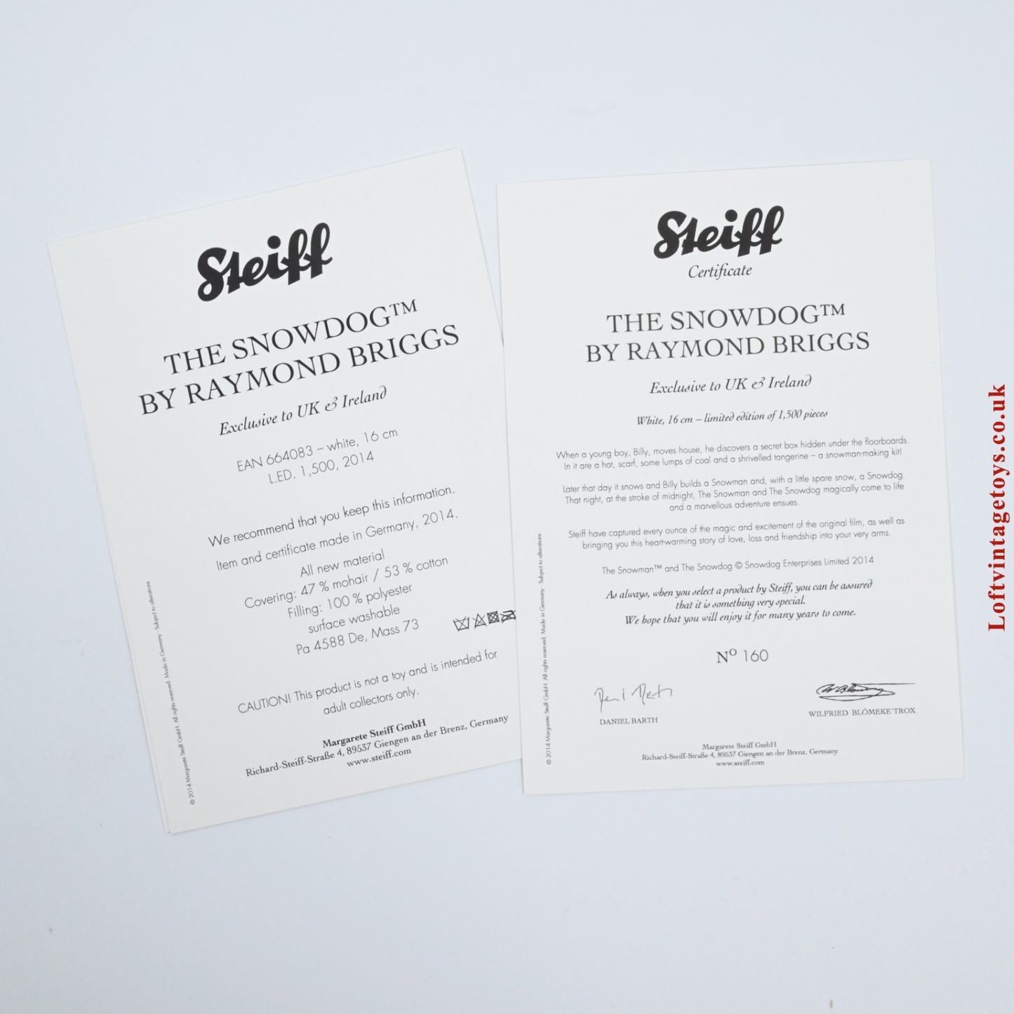 Steiff The Snowdog by Raymond Briggs, LE of 1500 - 664083