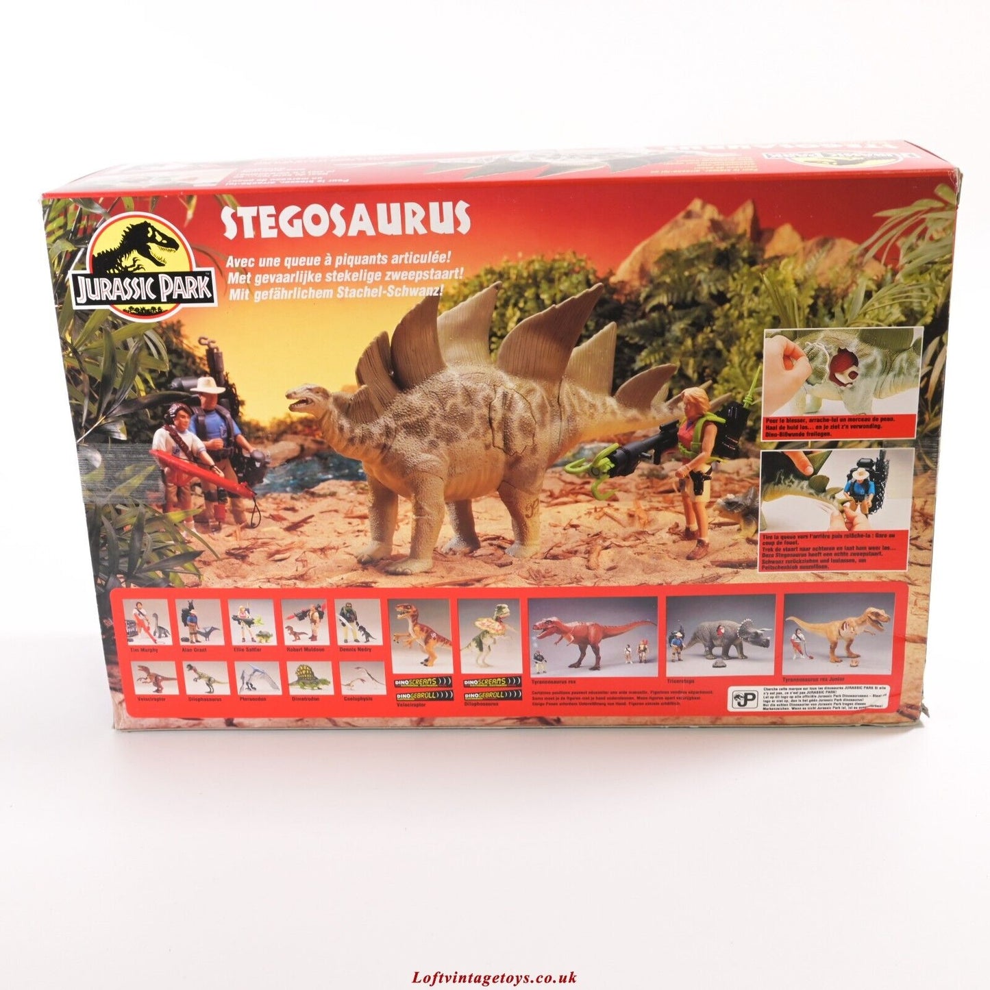 Kenner Jurassic Park Stegosaurus – SEHR SELTENE Box im europäischen Stil