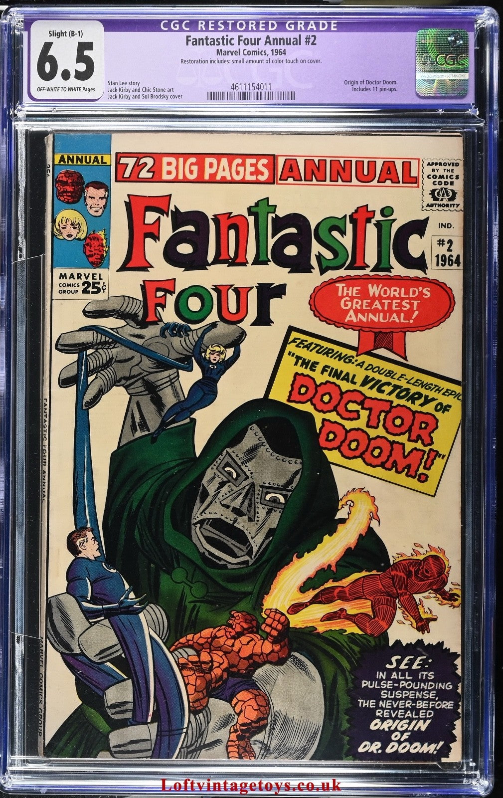 Fantastic Four Annual #2 CGC 6.5 Restored (B-1) Slight - Key issue