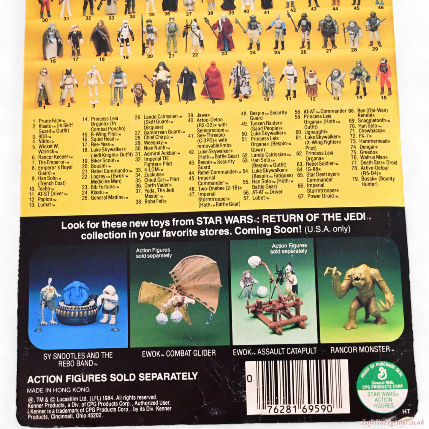 Vintage Kenner Star Wars Return Of The Jedi Teebo - 79A card