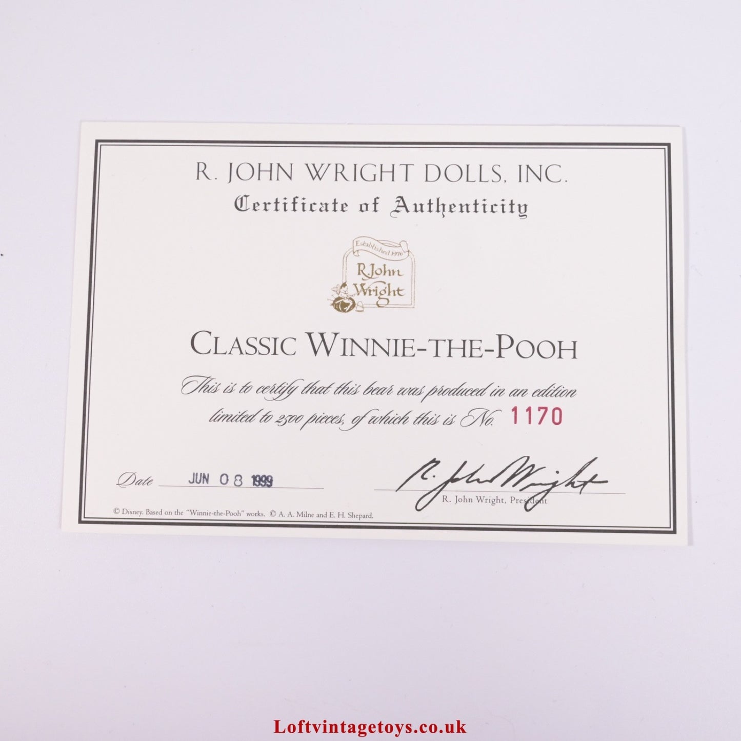 R. John Wright Classic Winnie the Pooh Teddy Bear