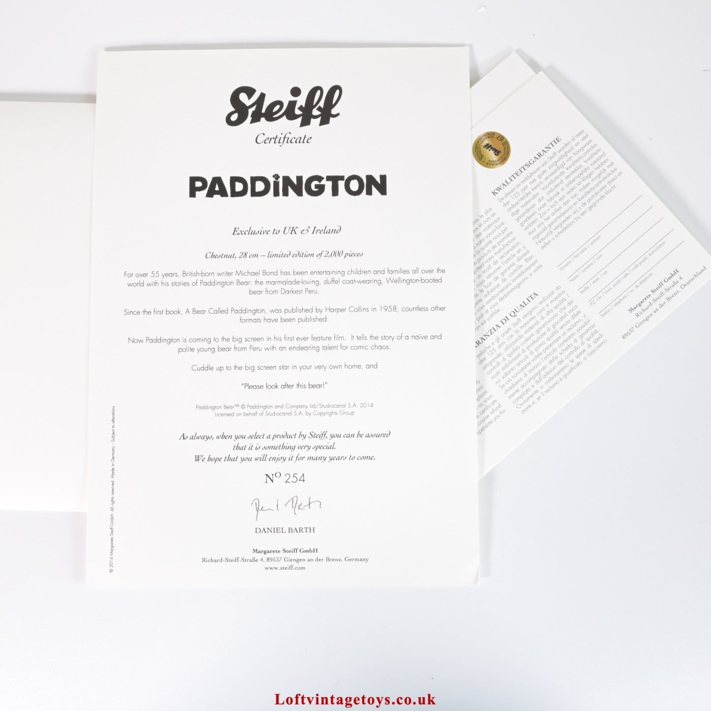 Steiff Paddington Bear - 664632, Ltd Ed, UK and Ireland Exclusive