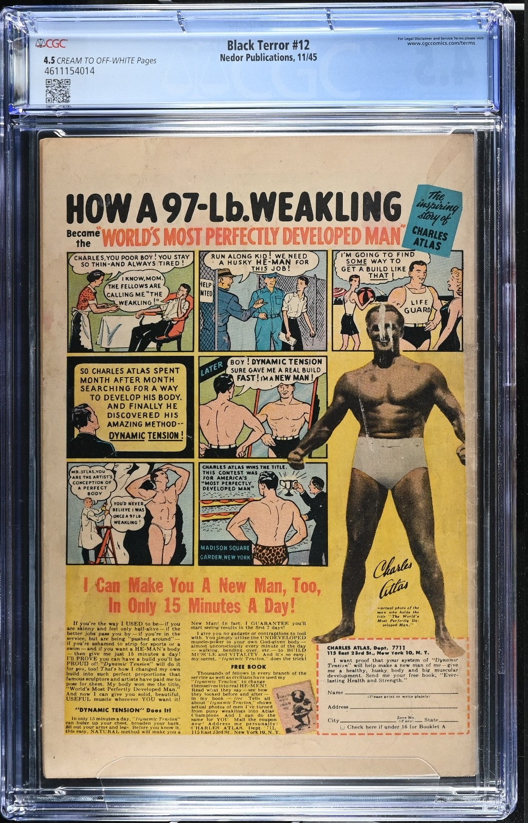 Black Terror #12 CGC 4.5 , Nedor Publications 1945