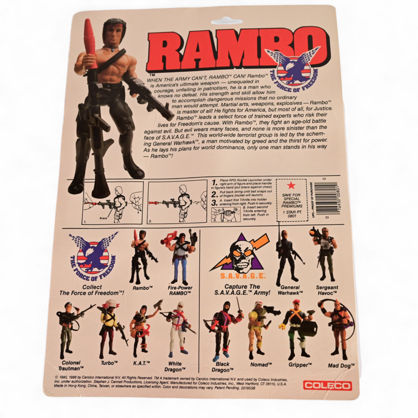 1985 Coleco The Force Of Freedom Rambo Figure - NEW & Sealed