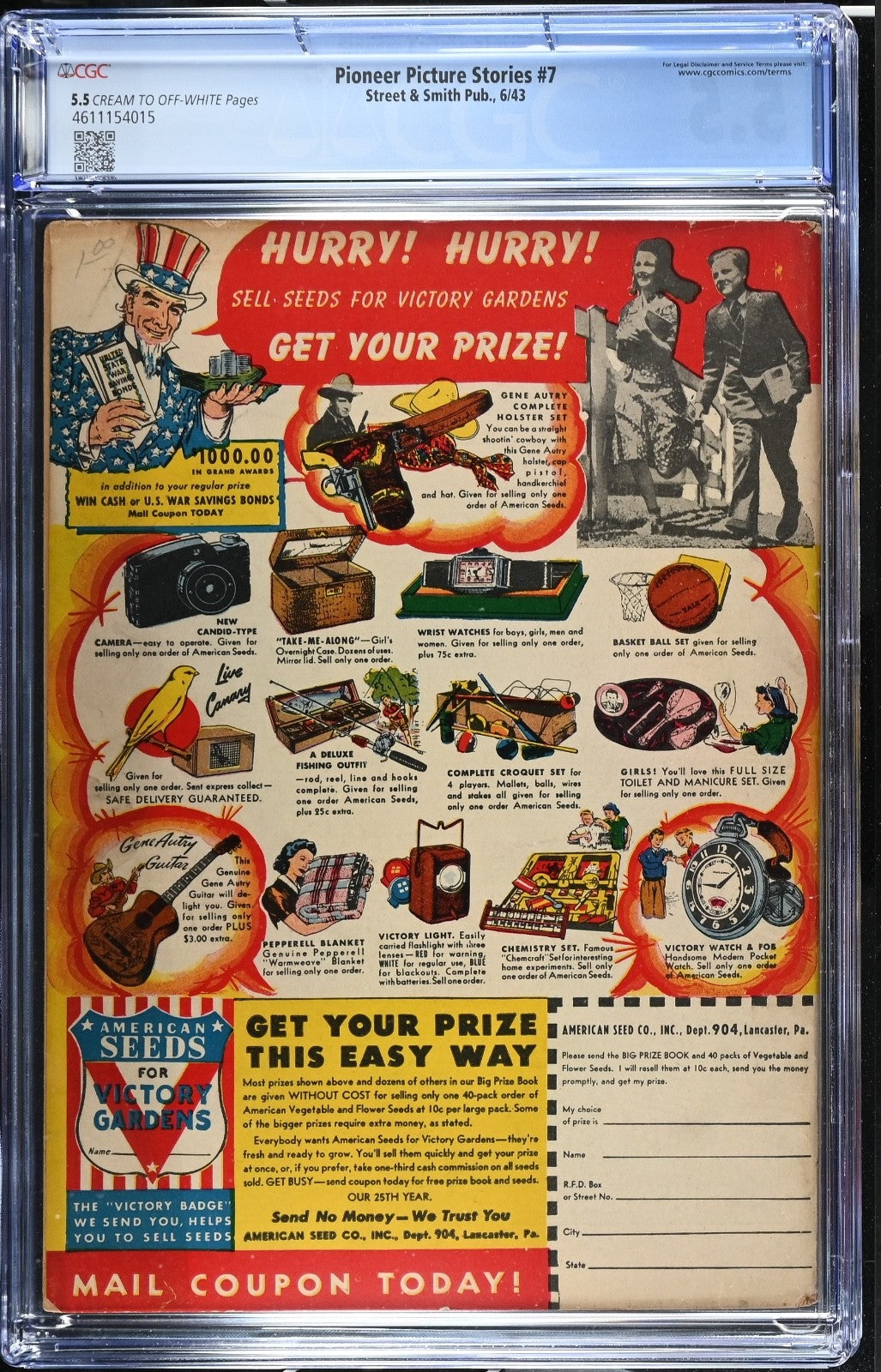 Pioneer Picture Stories #7 CGC 5.5 - Street and Smith 1943
