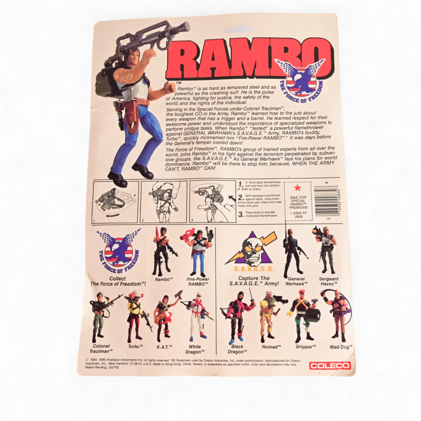 Coleco Rambo & The Force of Freedom - Fire-Power Rambo New & Sealed