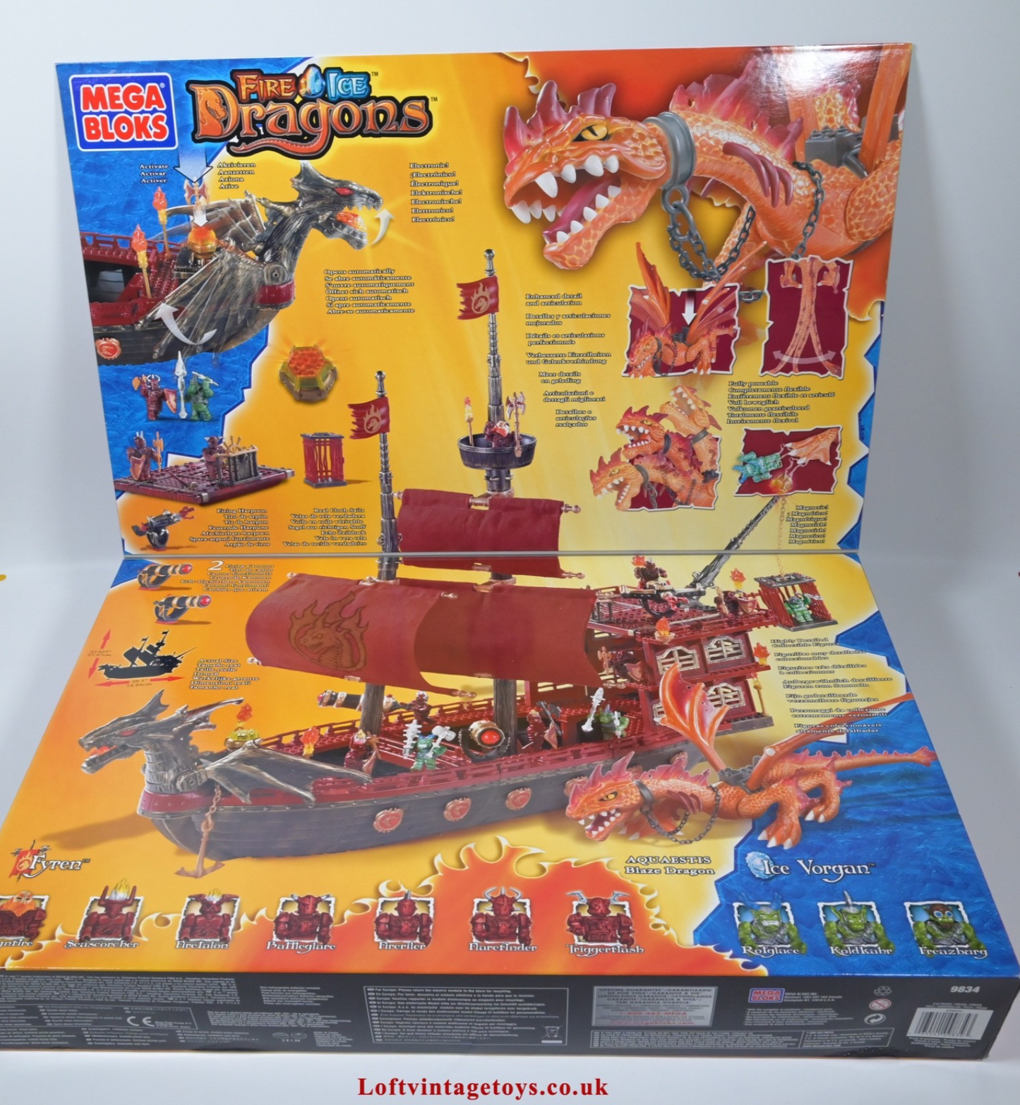 Mega Bloks Fire & Ice Dragons 9834 - Fyren Sea Phoenix Warship, New & Sealed