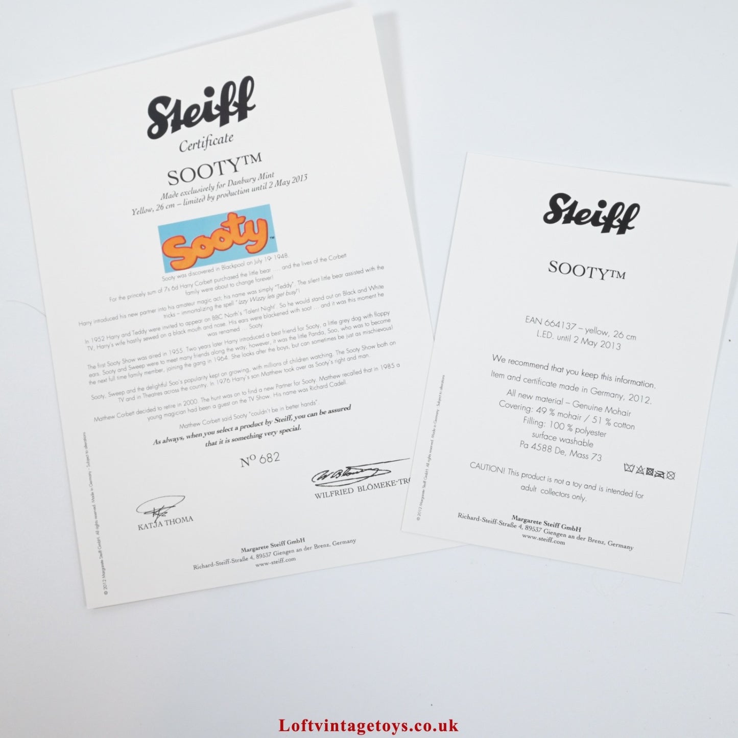 Steiff Sooty 60th Anniversary Teddy Bear - 664137, LE Production