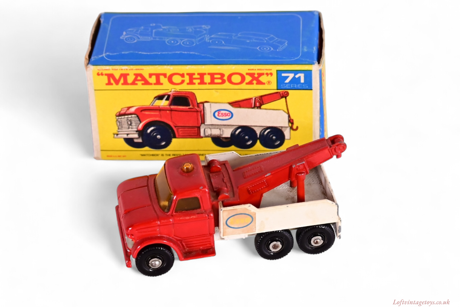 Matchbox No. 71c Esso Heavy Wreck Truck Rare Amber Windows LoftVintageToys