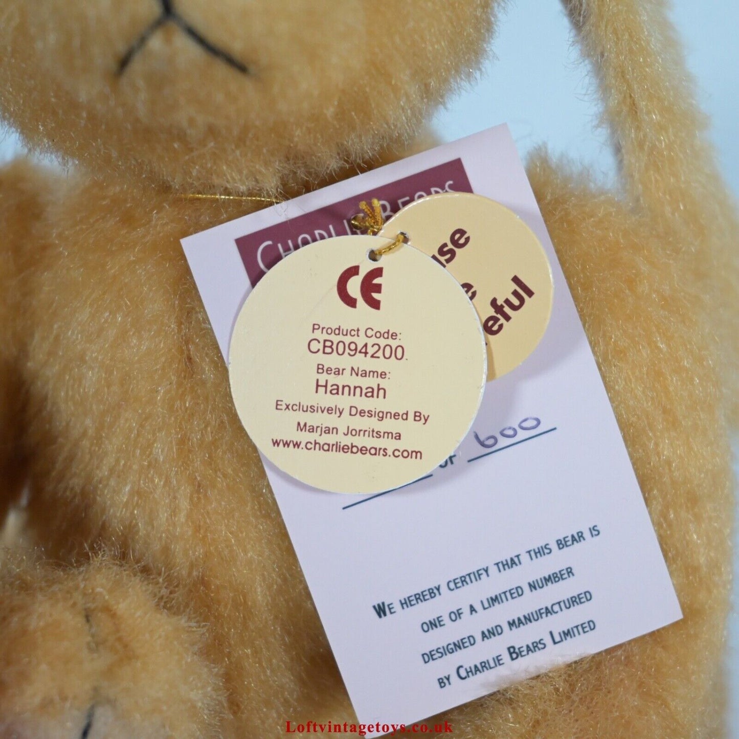 Charlie Bears Hannah Rabbit - CB094200, Ltd Ed 97 of 600 only