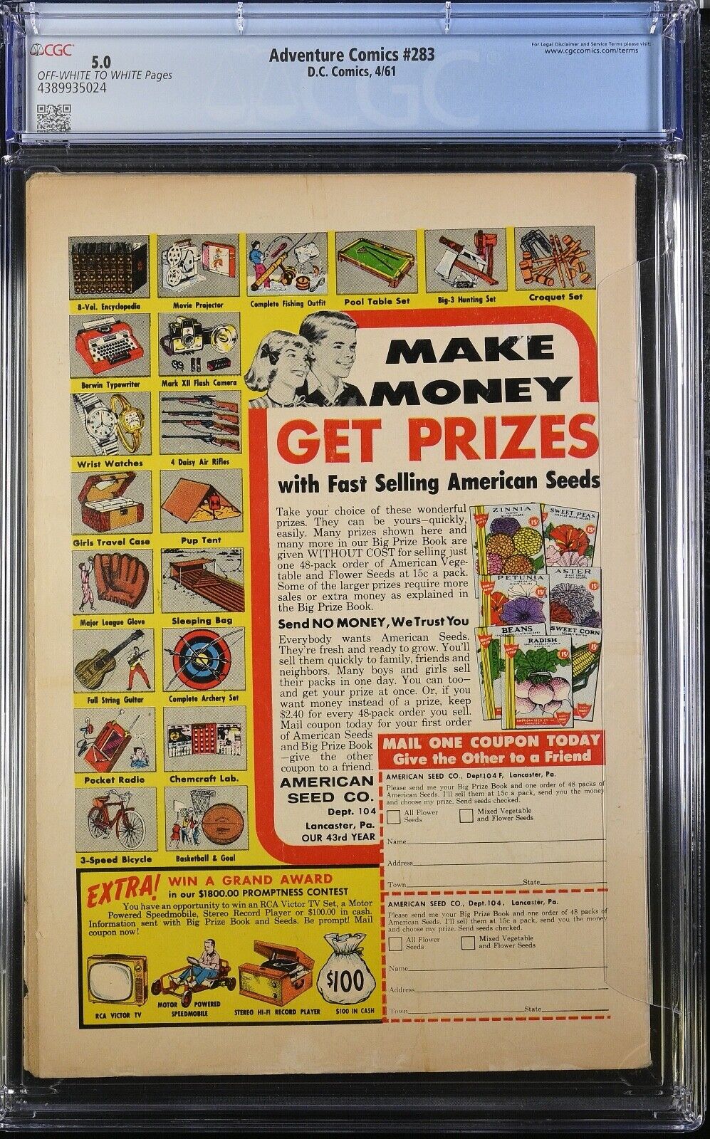 Adventure Comics 283 4/61 D.C. Comics CGC 5.0 1st app General Zod and Dr. Xadu