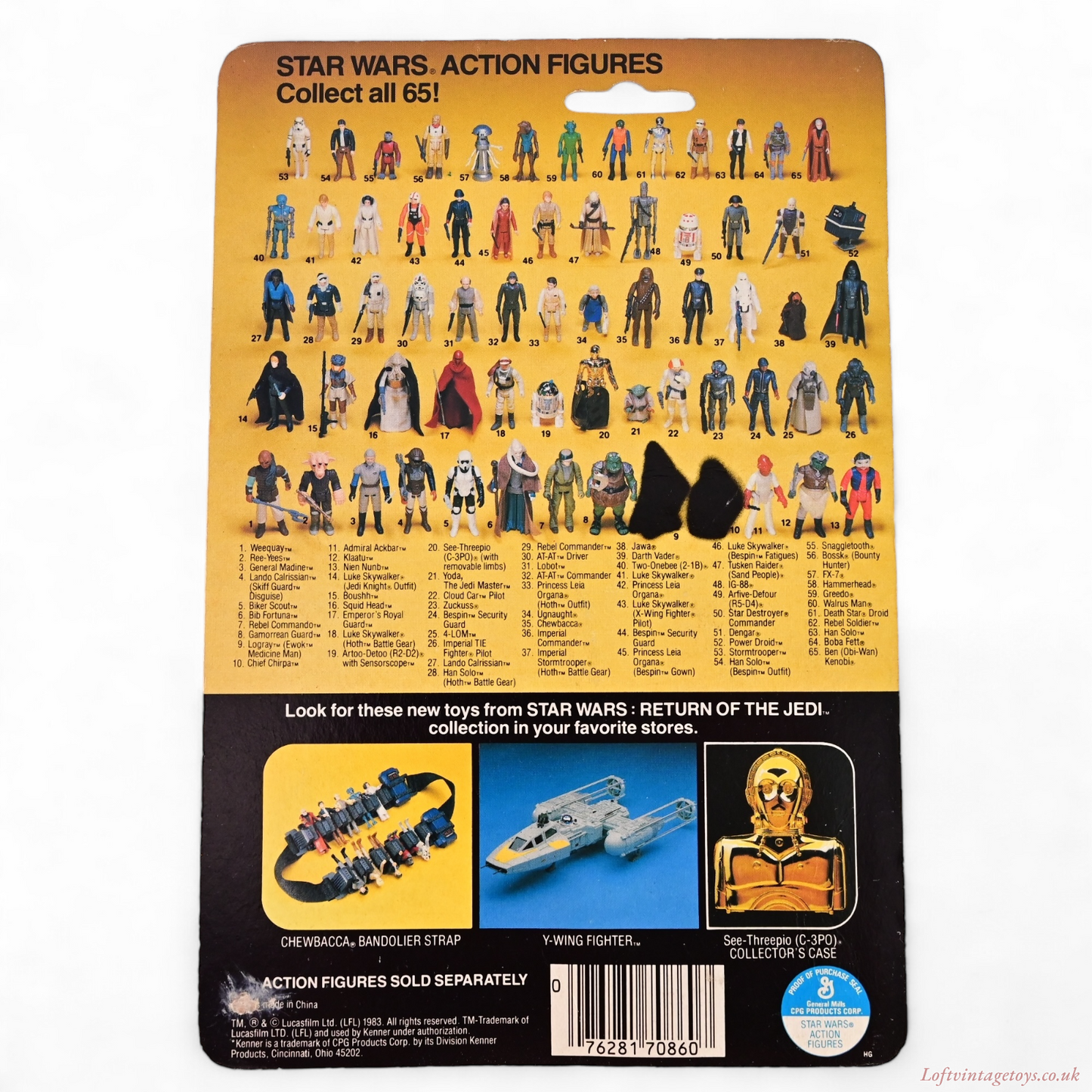 Vintage 1983 Kenner Star Wars Return Of The Jedi Bib Fortuna