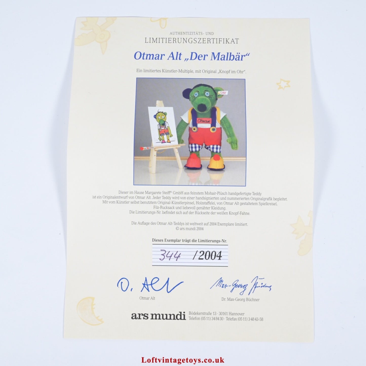 Steiff Teddybar Otmar Alt Moh - 994074 Ltd Edition