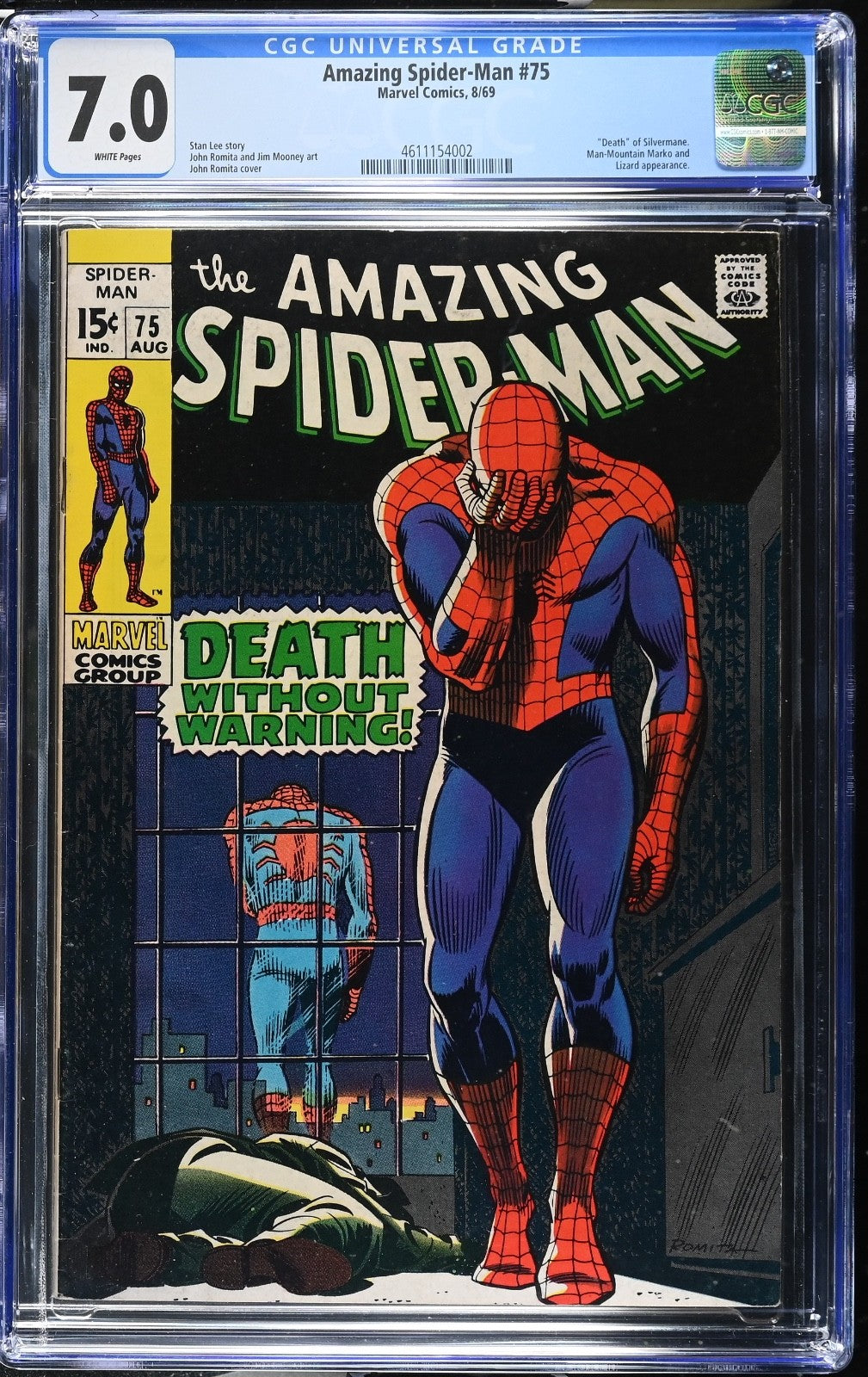 Amazing Spider-Man #75 CGC 7.0 - Marvel 1969 - Weiße Seiten