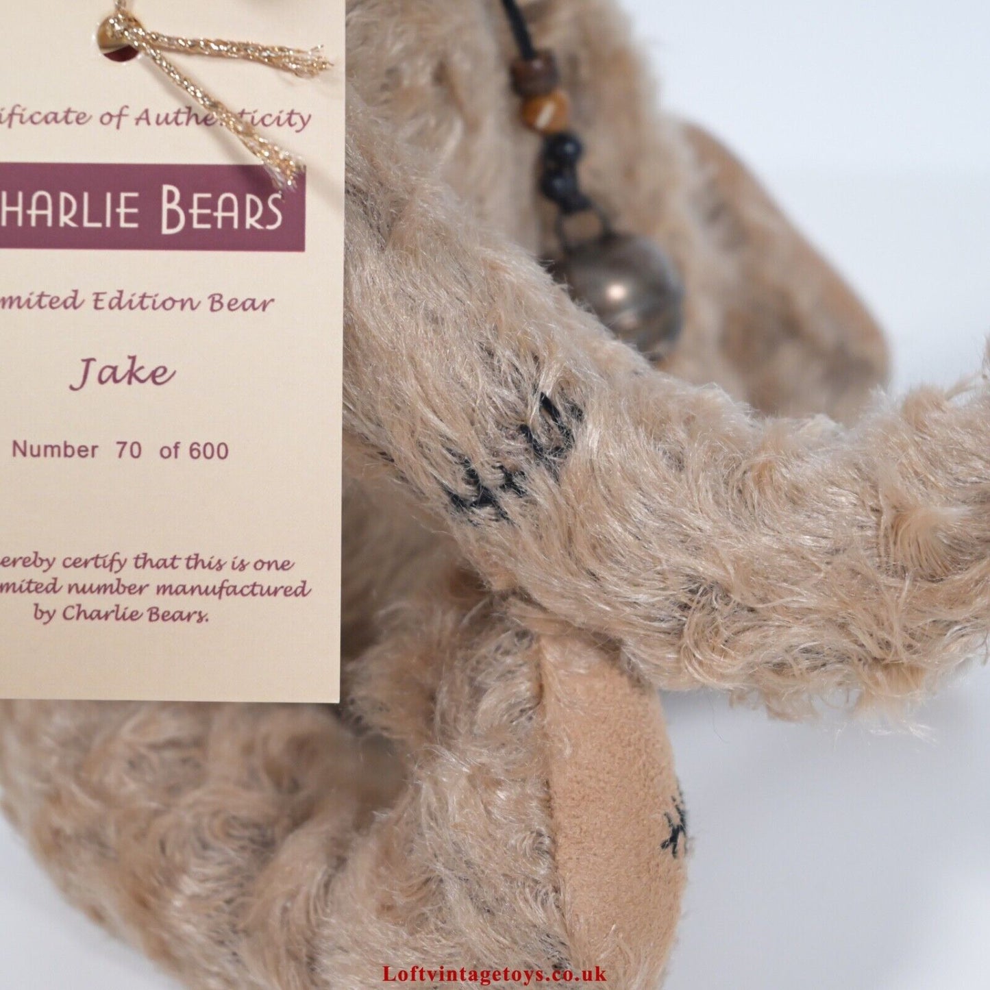 Charlie Bears Jake Teddy Bear - CB06030, from 2006, Ltd Ed 70 of 600 RARE