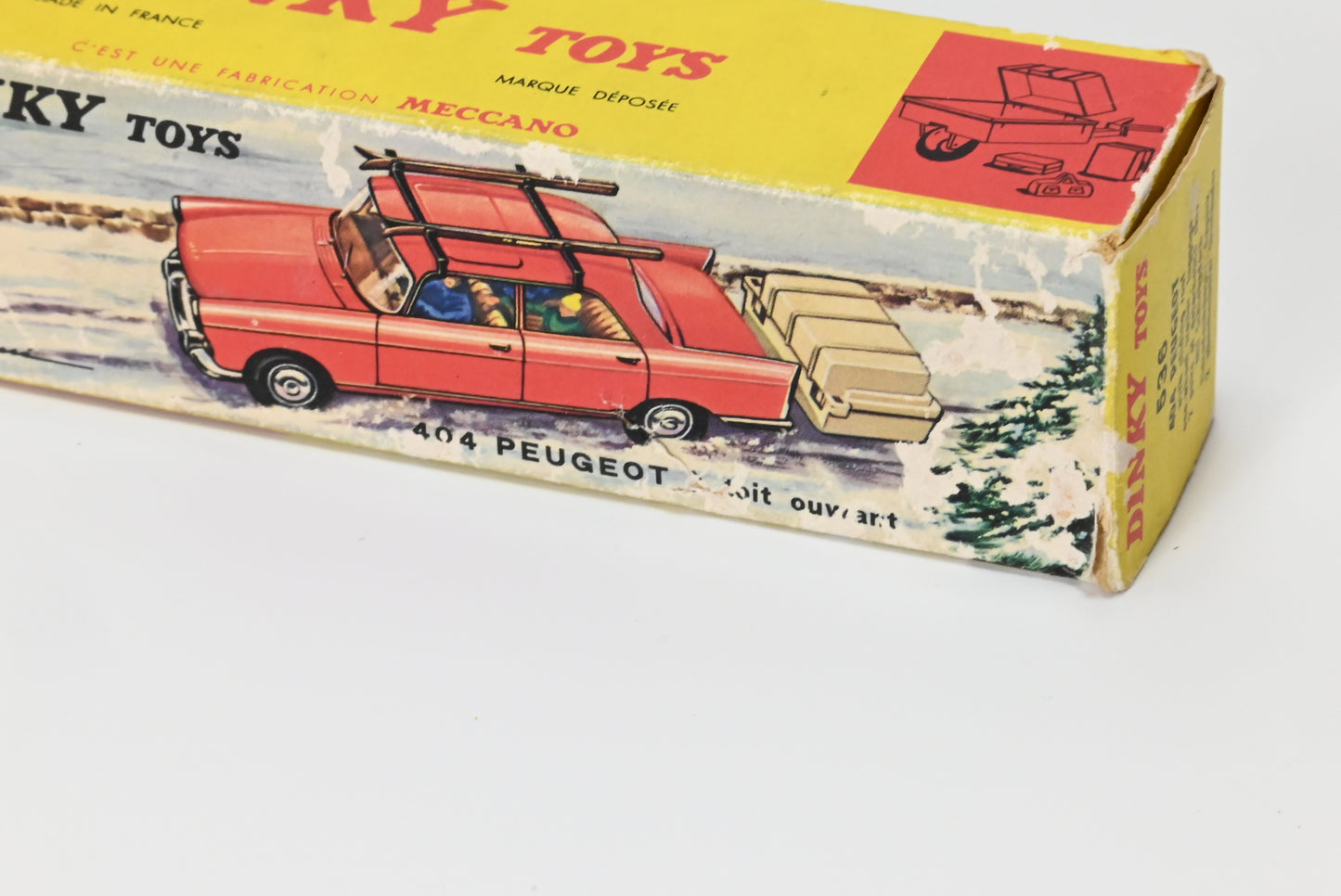 French Dinky 536 Peugeot 404 with Trailer/Skis in Original Box