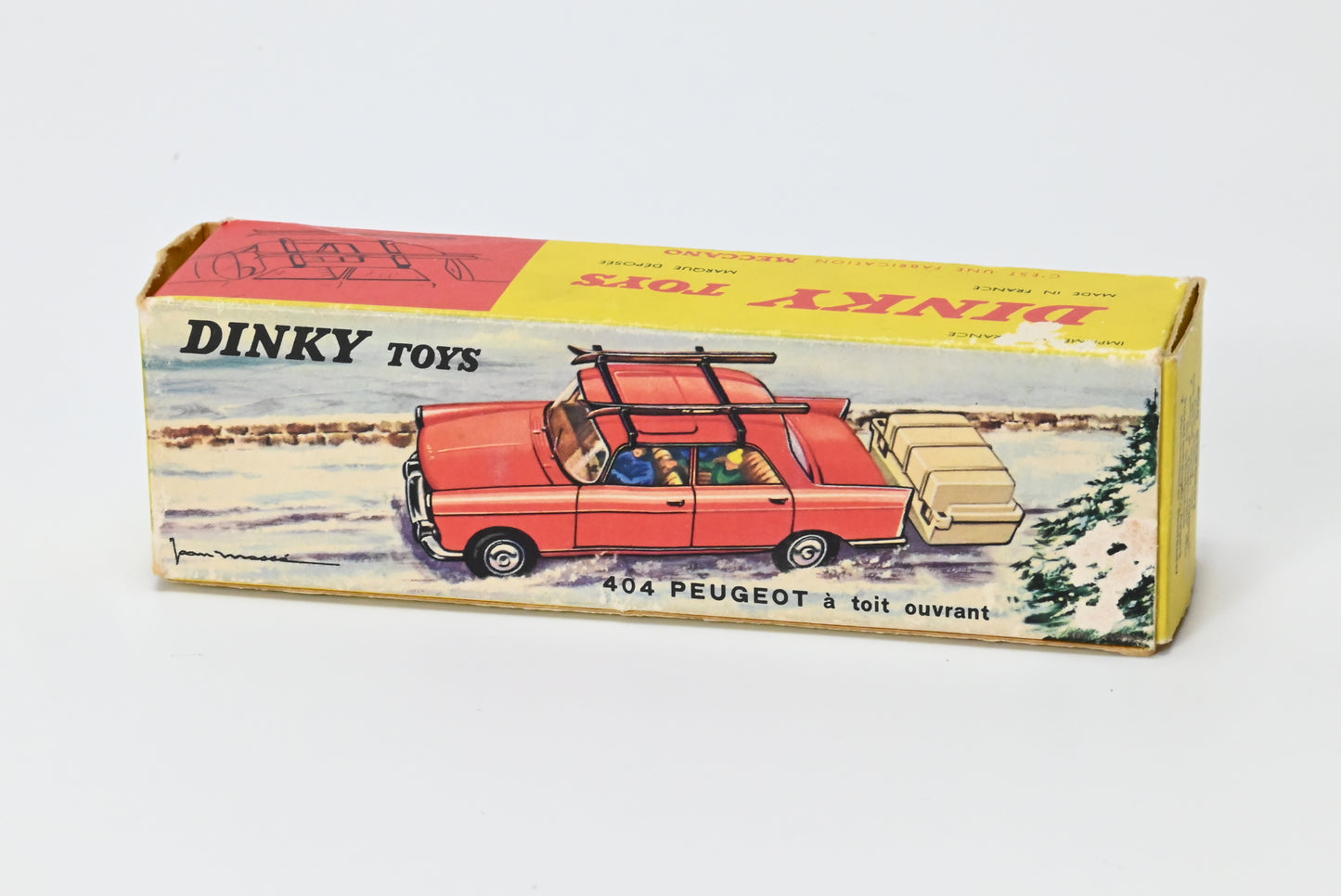 French Dinky 536 Peugeot 404 with Trailer/Skis in Original Box