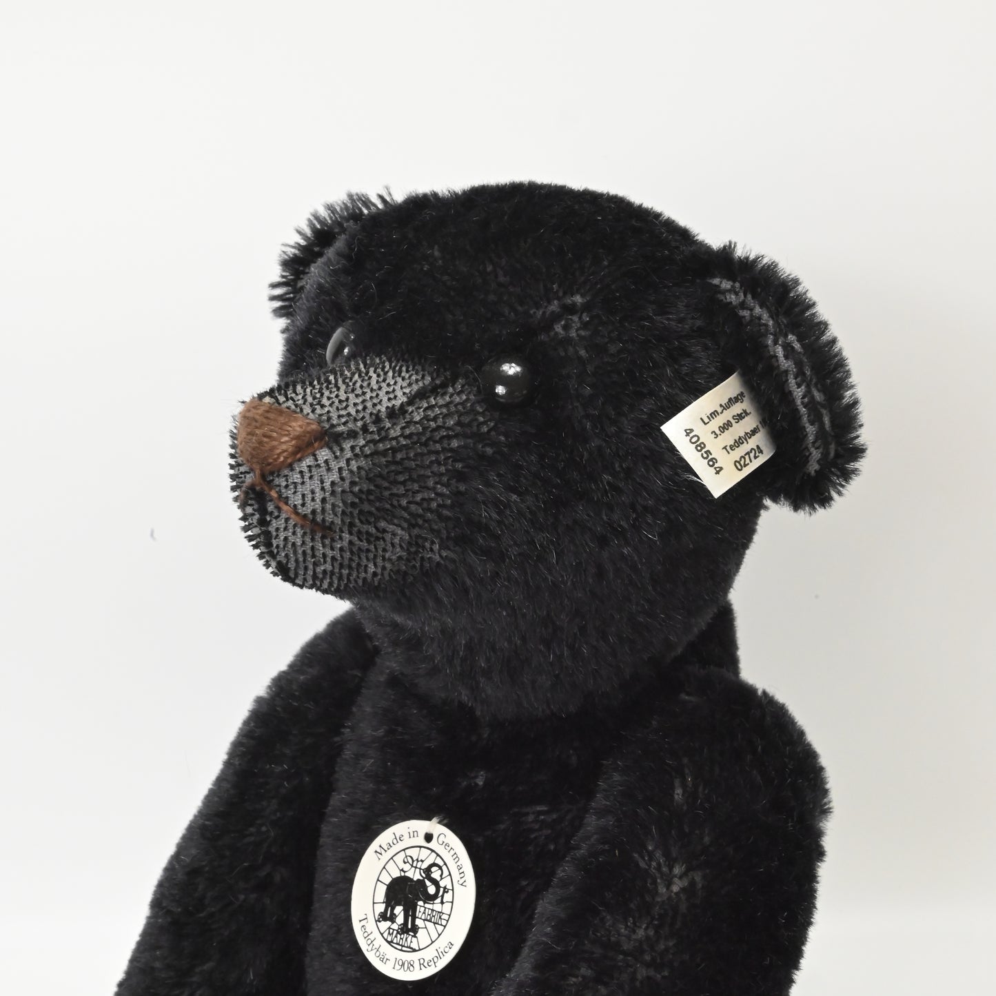 Steiff Teddy Bear Limited Edition Black 1908 Replica - 408564
