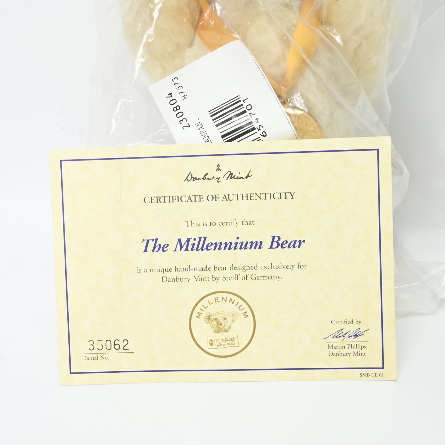 Steiff Millennium Danbury Mint Bear - 654701 New in Sealed Bag