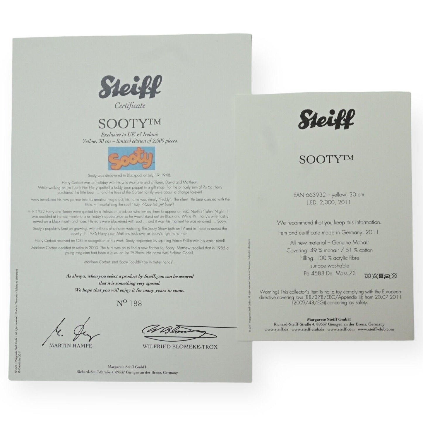 Steiff Sooty aus Harry Corbetts Sooty Show – Limitierte Auflage 663932