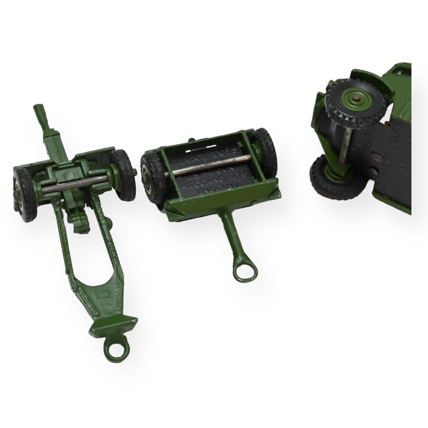 Dinky 697 25 Pounder Field Gun Set With Plastic Hubs