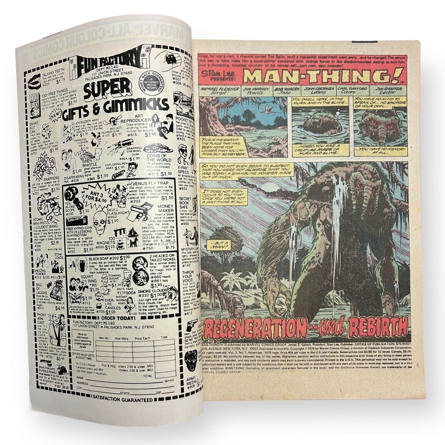 Man-Thing #1 Marvel 1979 - 12p ( 6.0 - 7.5 Grade)