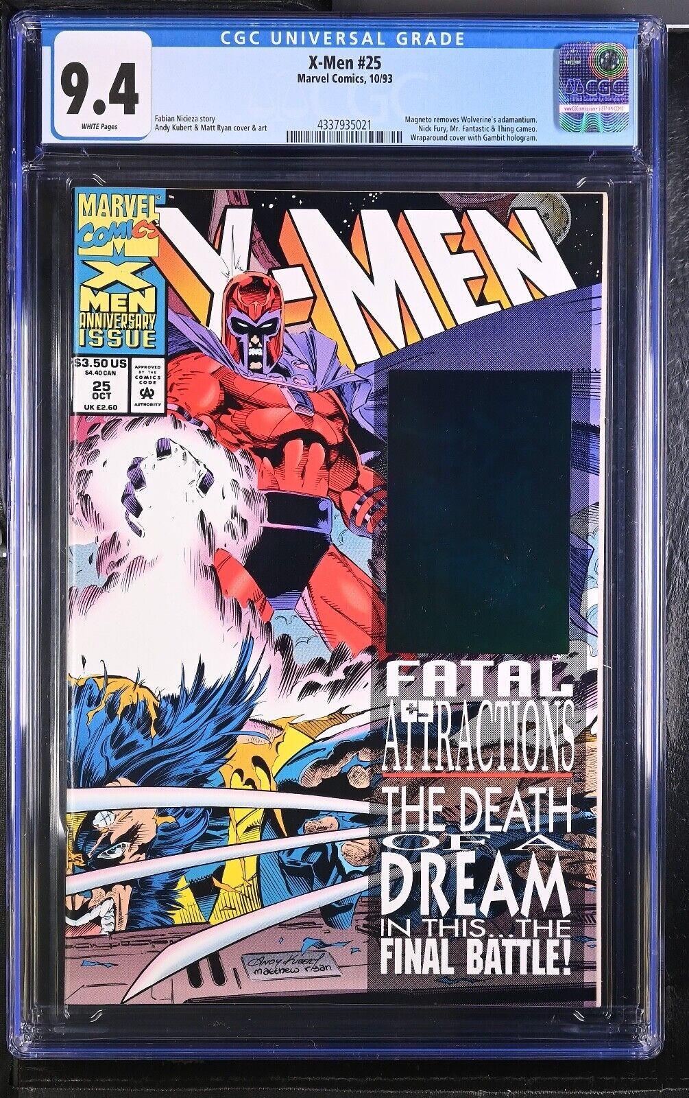 X-Men #25 CGC 9.4 – 1993, Marvel Comics mit Gambit-Hologramm