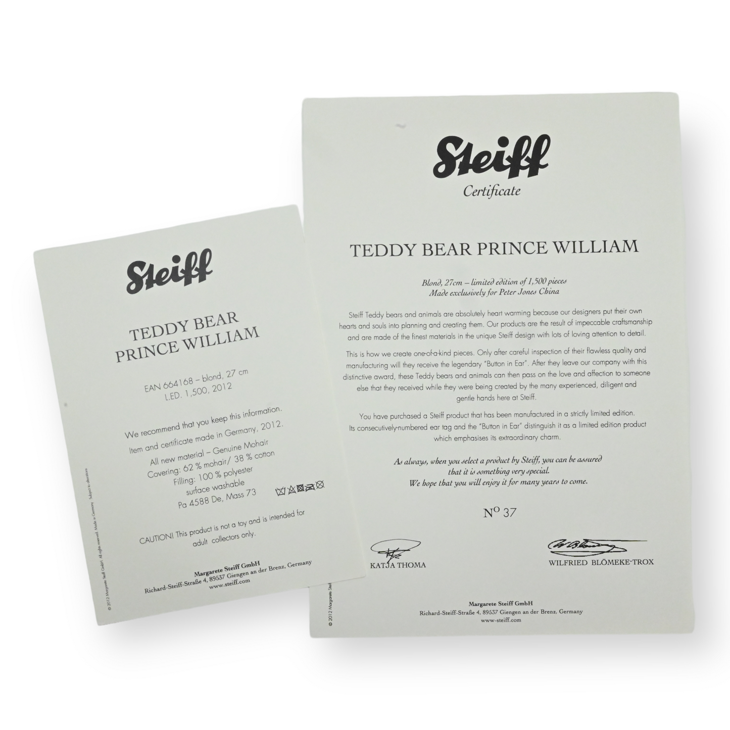 Steiff Prince William - Peter Jones Exclusive / LE of 1500 - 664168
