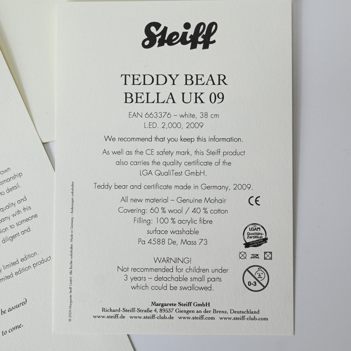 Steiff Bella - 663376 Exclusive To The Uk And Ireland