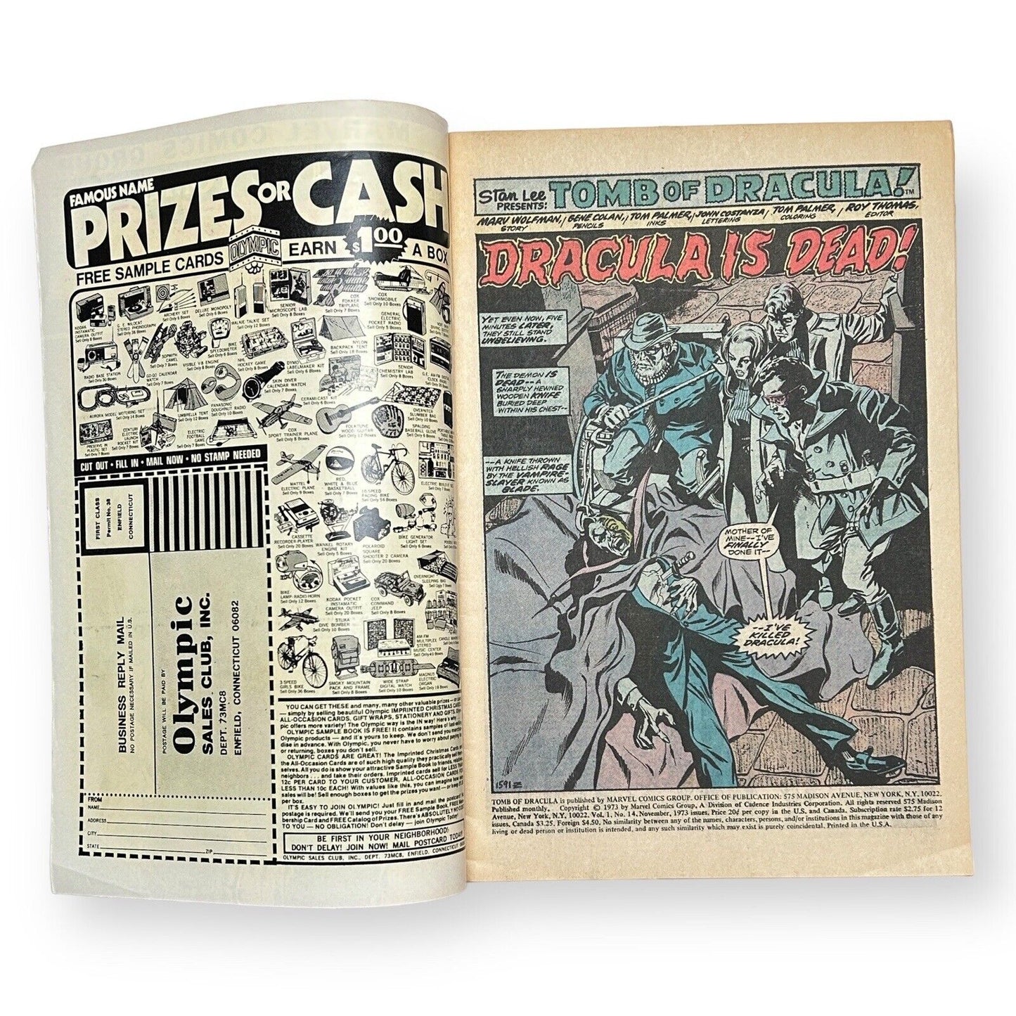 Das Grabmal von Dracula Nr. 14, Marvel-Comic 1973 – 6 S. (Note 5,0–6,5)