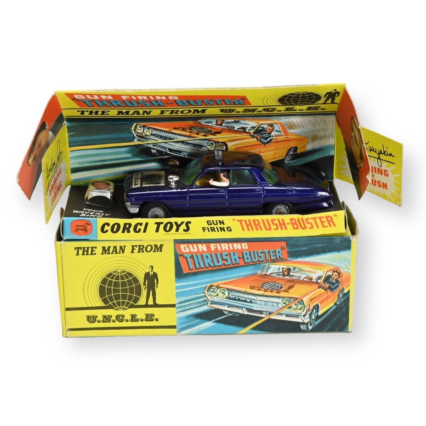 Corgi 497 "The Man from UNCLE" Oldsmobile Super 88 Thrushbuster + Ring