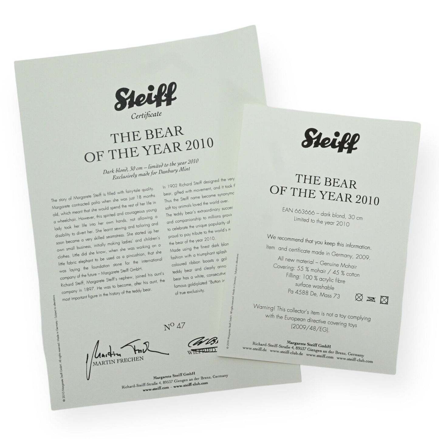 Steiff Bear Of The Year 2010 Ltd Ed 663666