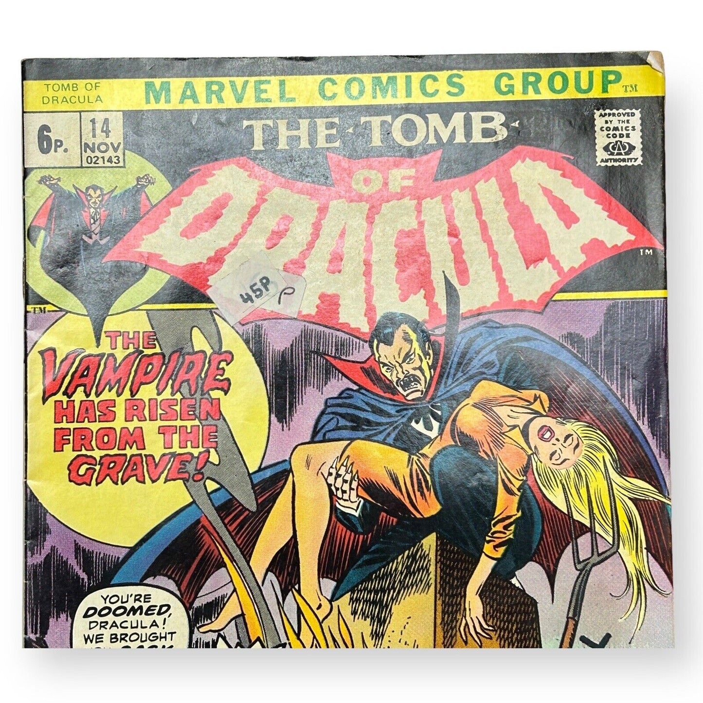 Das Grabmal von Dracula Nr. 14, Marvel-Comic 1973 – 6 S. (Note 5,0–6,5)
