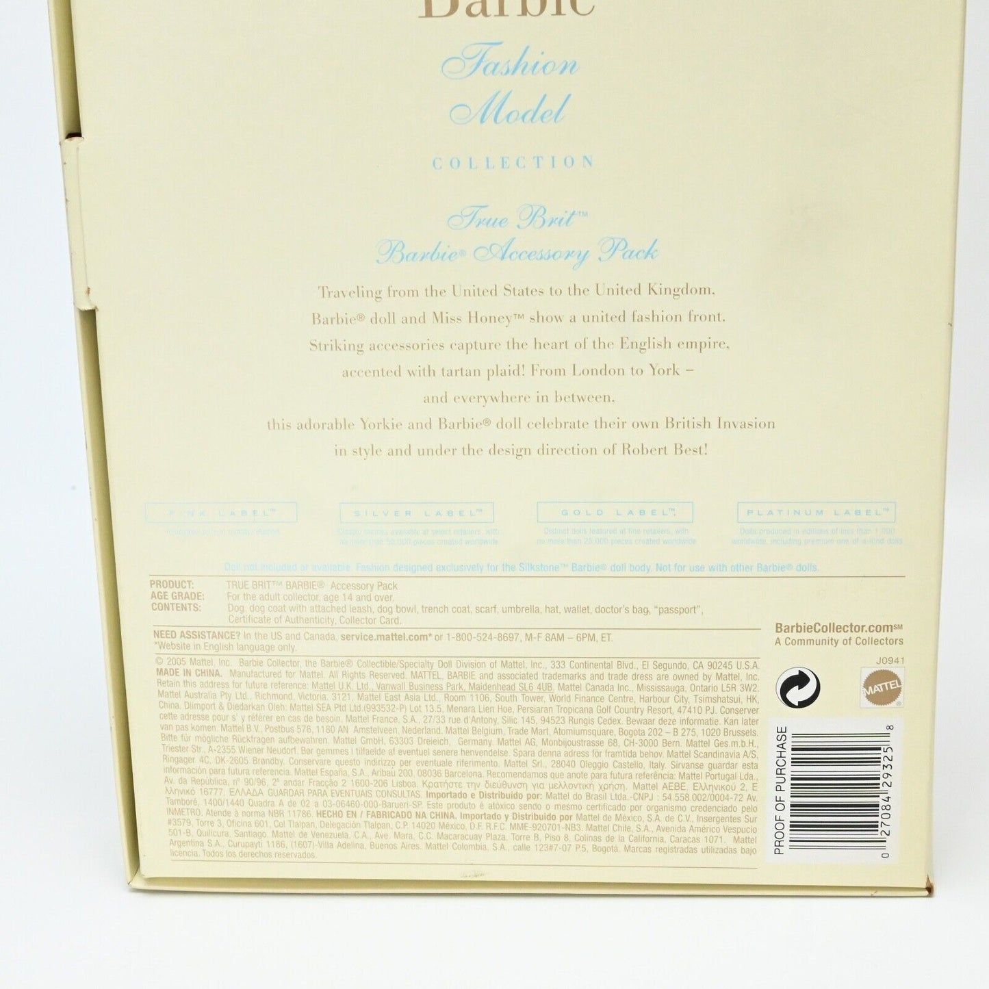 Mattel Barbie True Brit Accessory Pack: Gold Label #J0941