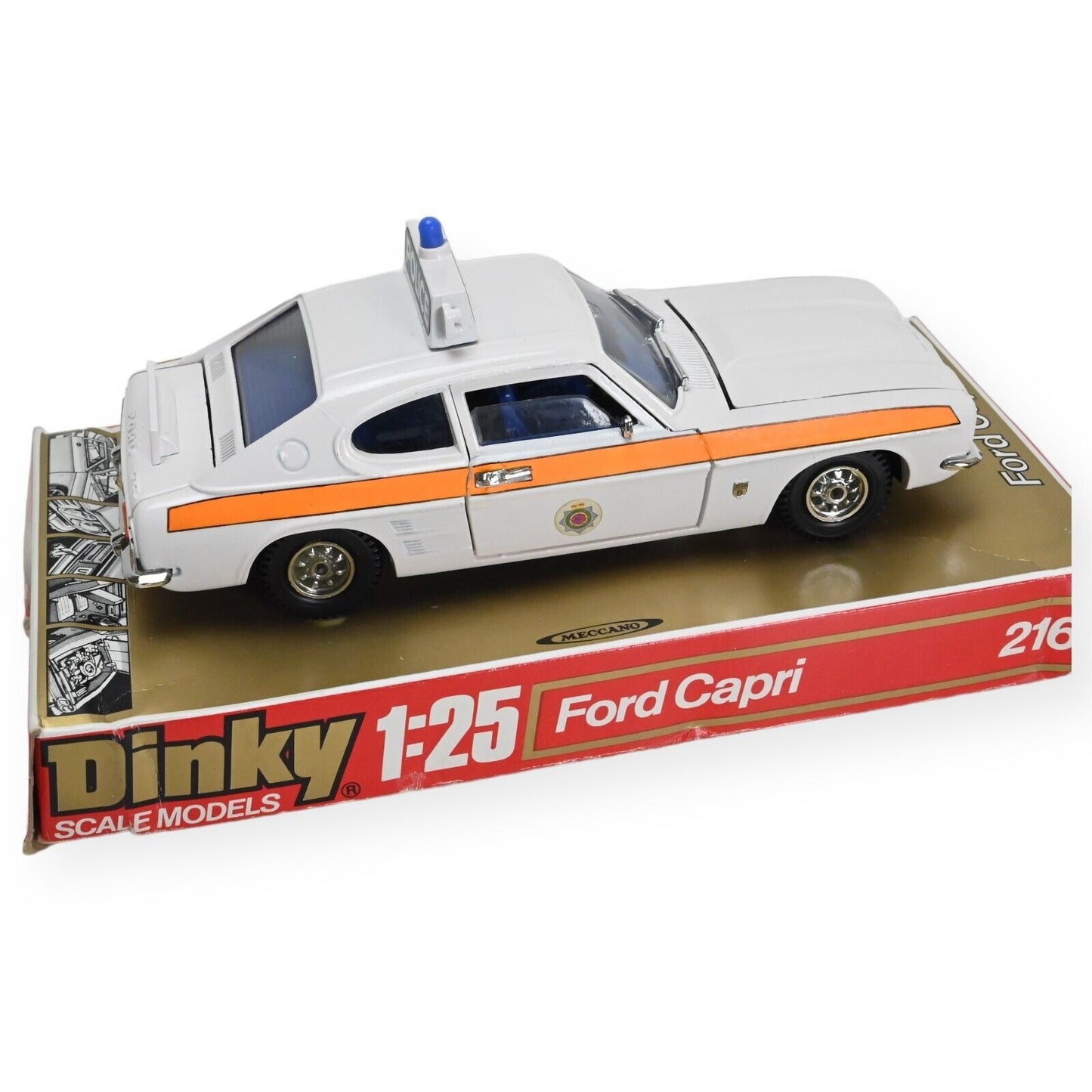 Dinky Toys 2253 Ford Capri Police Car 1:25 Scale on 2161 Plinth