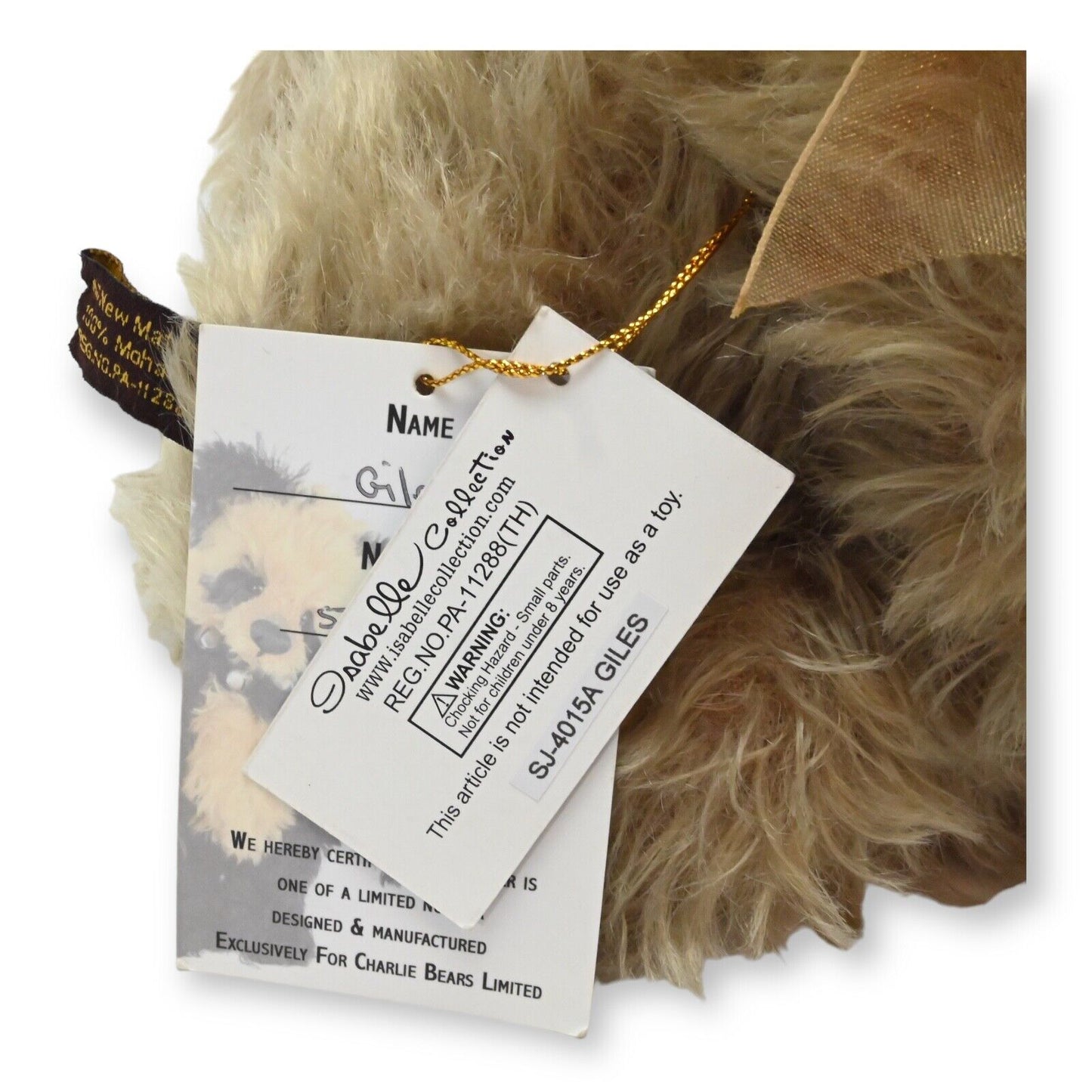Charlie Bears Giles Teddy Bear - SJ-4015A Limited Edition No. 54 of 150