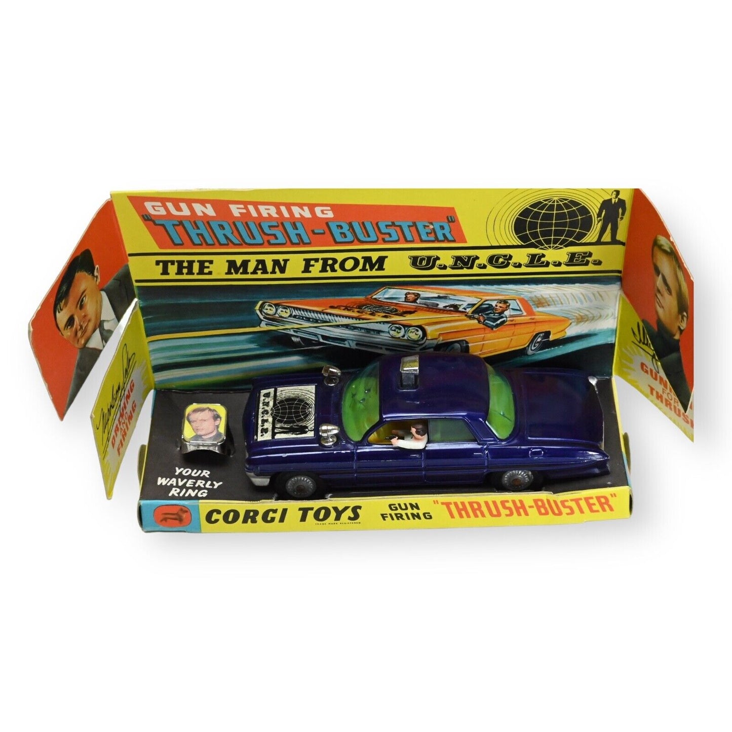 Corgi 497 "The Man from UNCLE" Oldsmobile Super 88 Thrushbuster + Ring