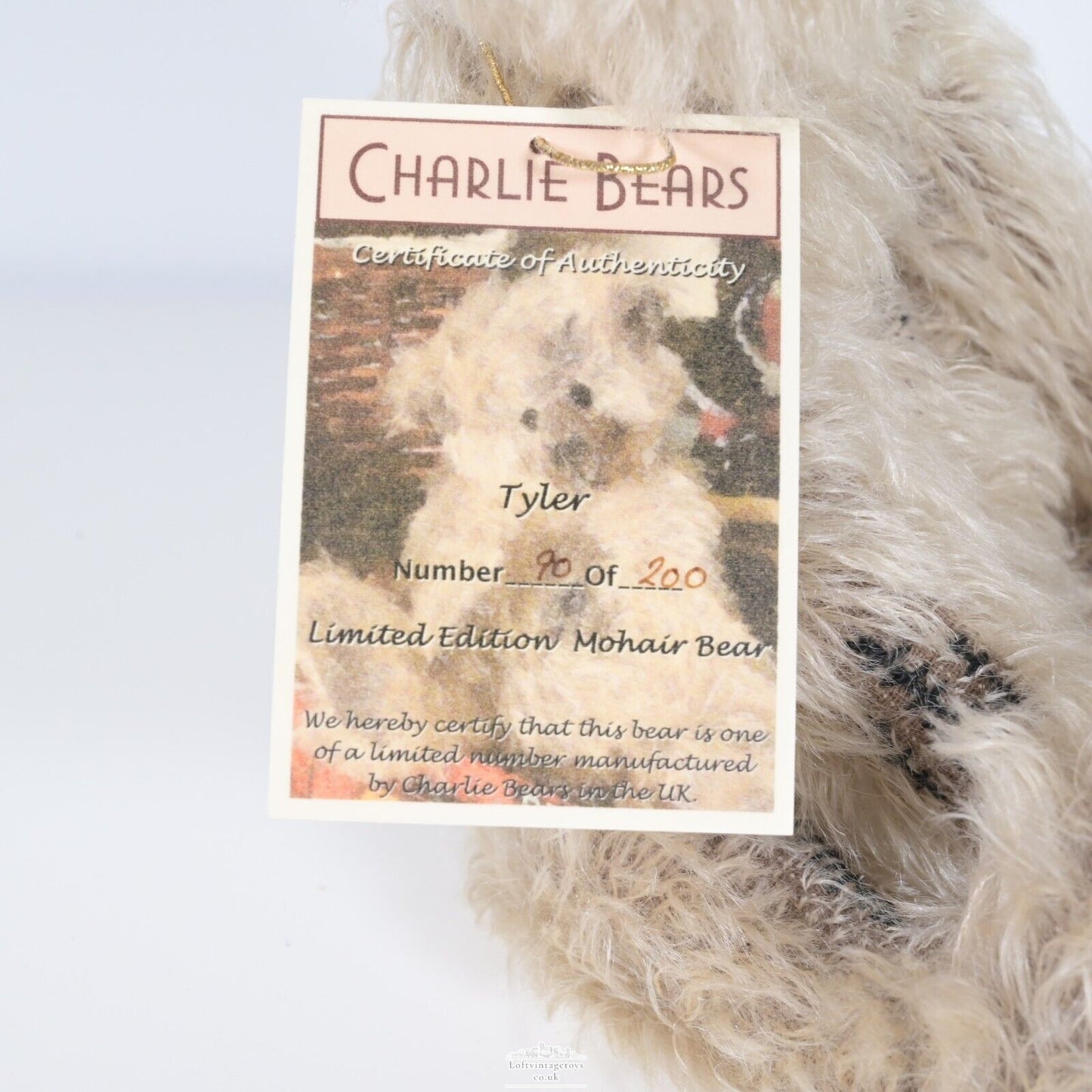 Charlie Bear Tyler Mohair Limited Edition of Only 200 RARE CBM16010