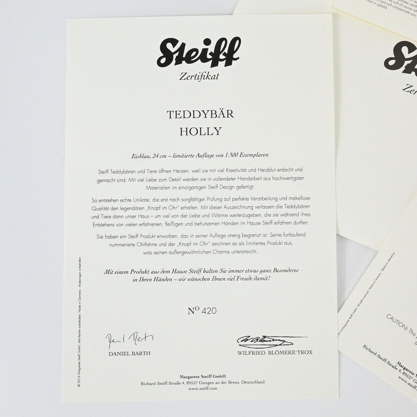 Steiff Holly Teddy Bear - Limited Edition 034282