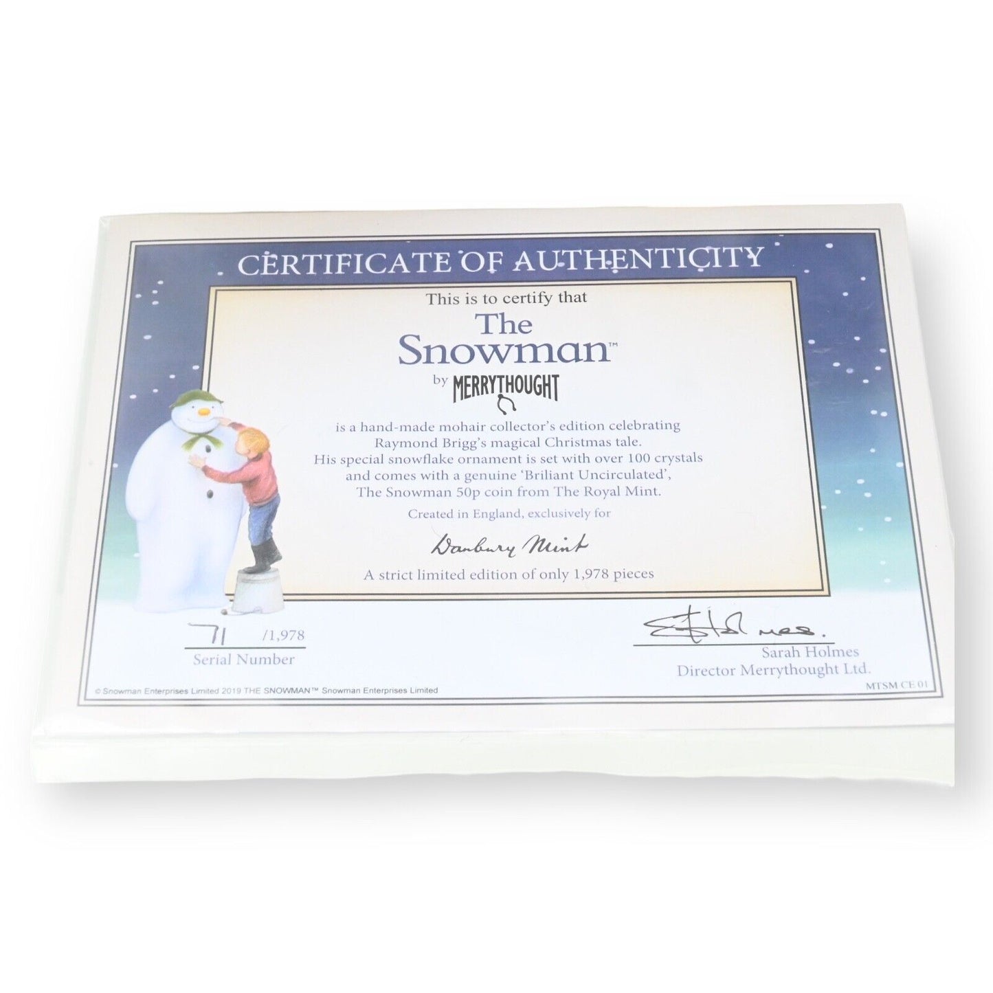 Merrythought The Snowman Limited Edition - Rare