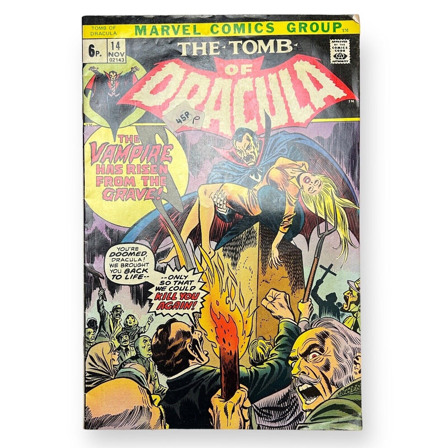 Das Grabmal von Dracula Nr. 14, Marvel-Comic 1973 – 6 S. (Note 5,0–6,5)