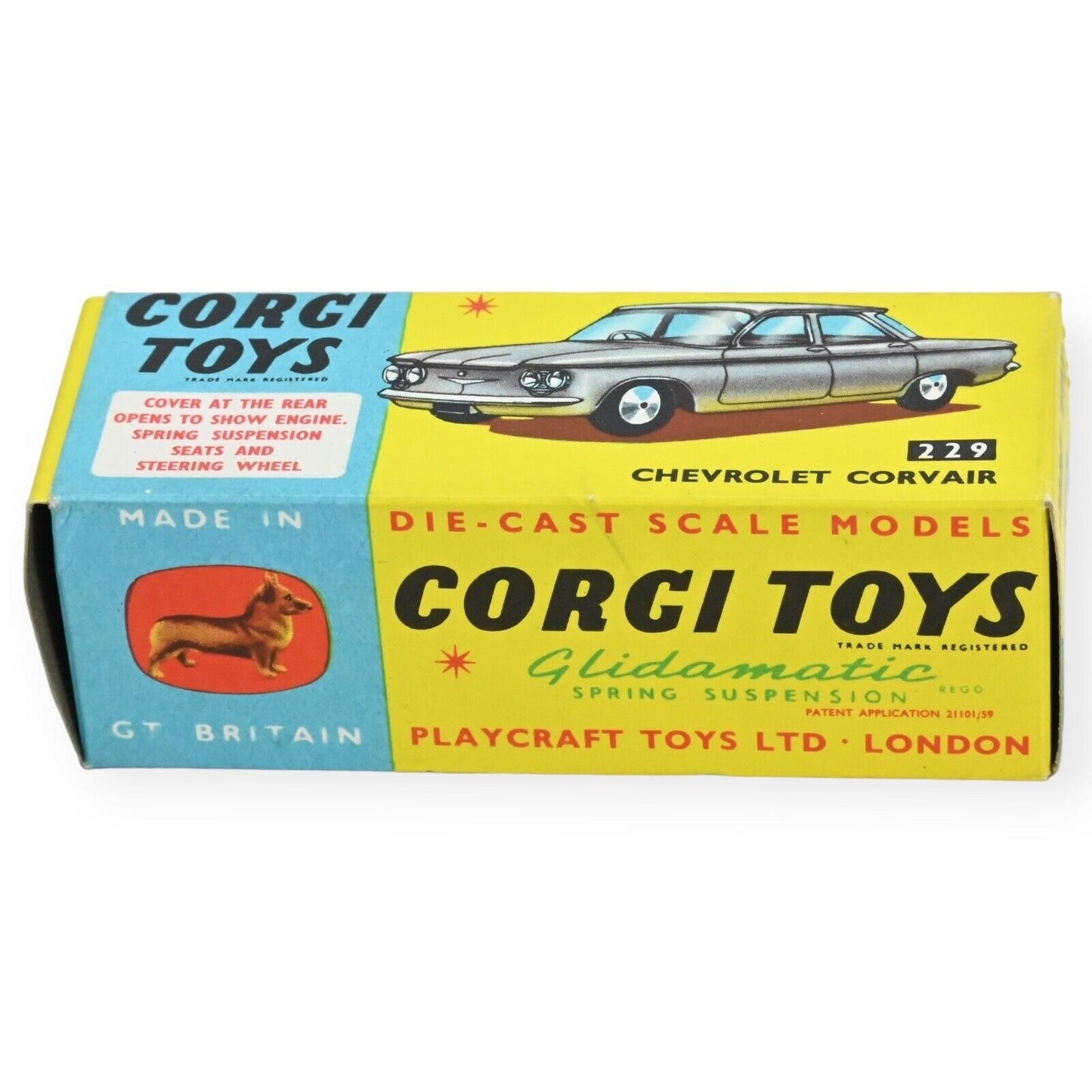 Corgi 229 Chevrolet Corvair Original Box -NR Mint to Mint