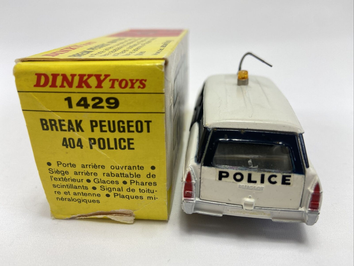 DINKY TOYS 1429 BREAK PEUGEOT 404 POLICE IN EXC CONDITION WITH BOX