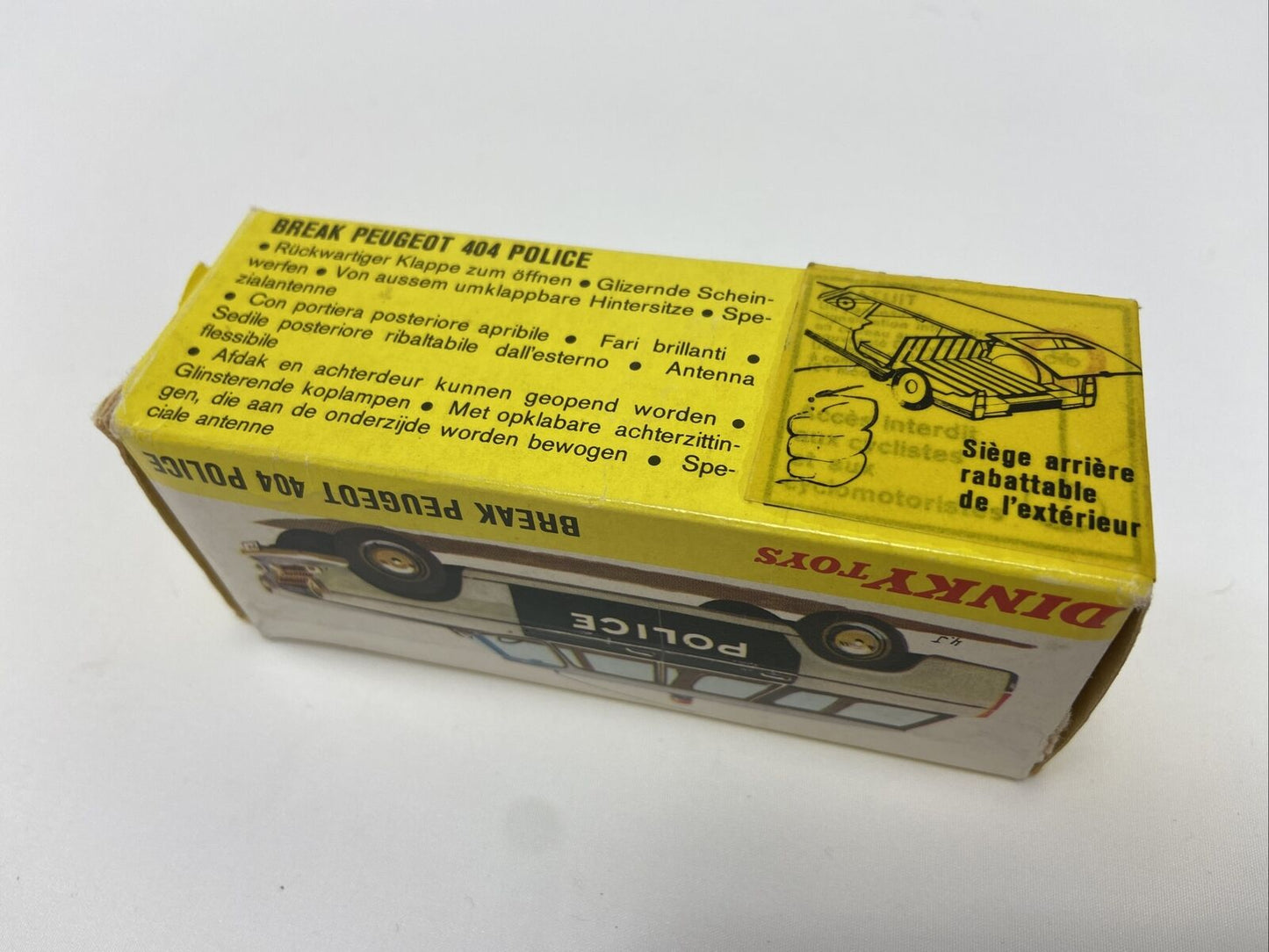 DINKY TOYS 1429 BREAK PEUGEOT 404 POLICE IN EXC CONDITION WITH BOX